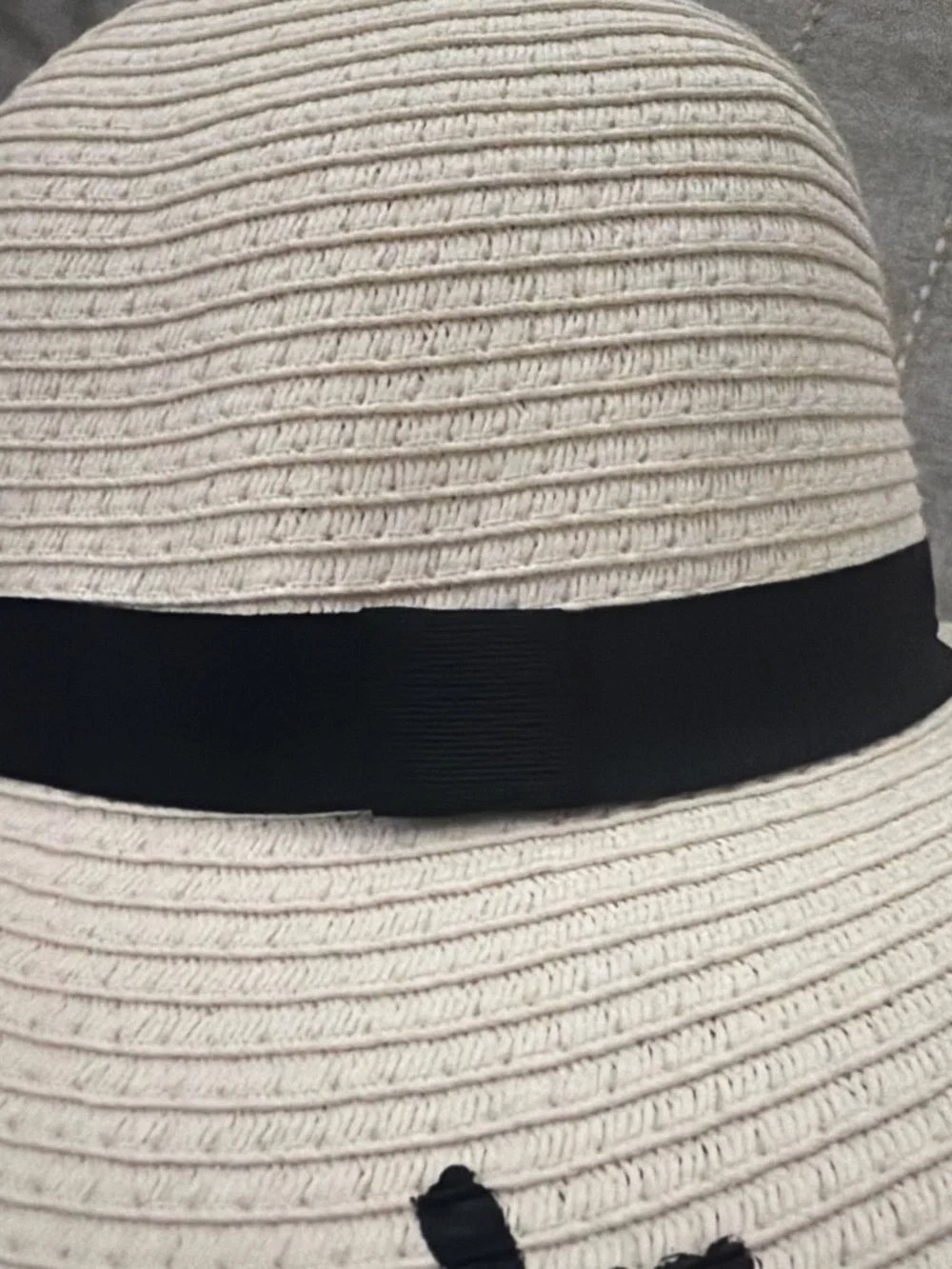 August Hats White Wide-Brim Sun Hat with Black Script and Band